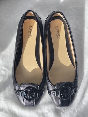 MICHAEL Michael Kors Fulton Moccasin Ballet Flats - Black Leather - Size 8